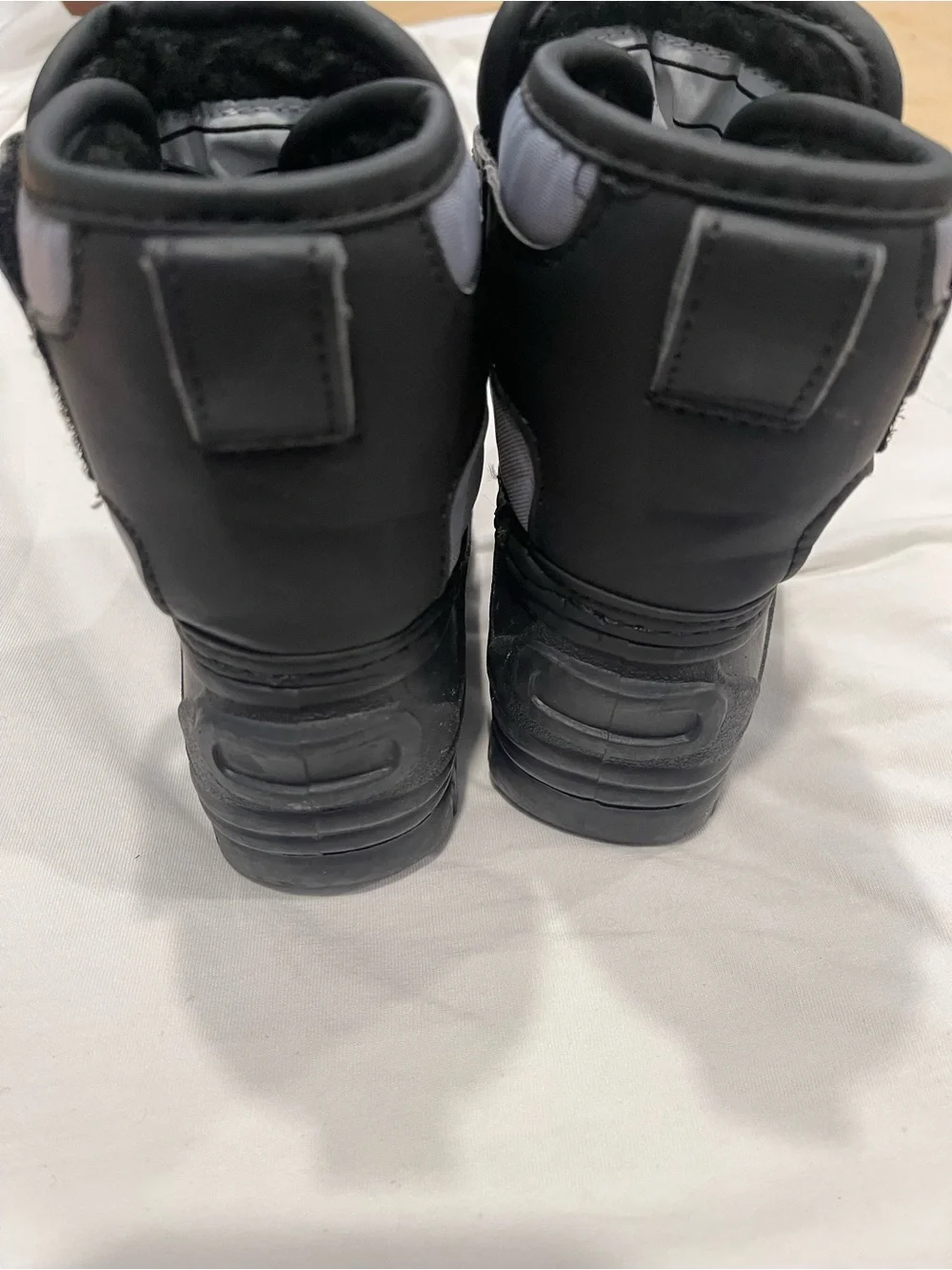 Kids Waterproof Black Snow Boots with Adjustable Strap